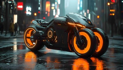 Urban Mobility Marketing Campaign, electric vehicles and hover bikes for quick urban transit, promoted through holographic billboards and social media ads. 