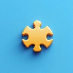 Obraz premium Minimalist Puzzle Piece on a Vibrant Blue Background