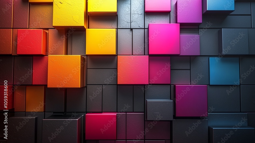 Poster abstract geometric shapes with colorful gradient background