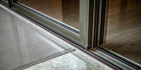 Elegant Glass Door on Smooth Gray Surface for Modern Home or Office Decor Enhancement