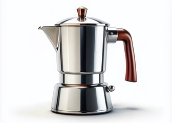 Elegant Italian Geyser Coffee Maker - Moka Espresso Pot Illustration on White Background for Coffee Lovers and Home Baristas