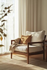 Modern decor, comfortable seating, natural light streaming in.