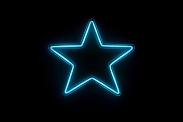 Glowing Blue Neon Star Shape - Minimalist Digital Art