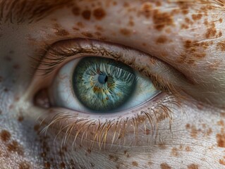 An up-close view of an eye affected by heterochromia, a condition where parts of the iris are different colors.