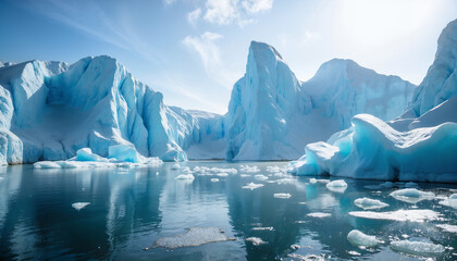A massive iceberg in a frozen polar sea
