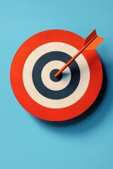 Three-dimensional illustration of an arrow hitting a target on a clock, symbolizing the concept of time management and goal achievement through focused effort.