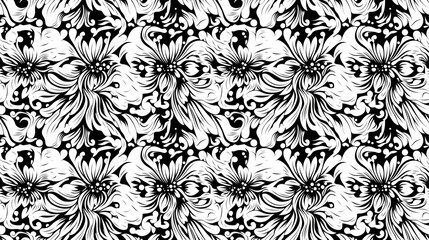 Fototapeta premium Abstract black and white seamless pattern creating a modern textile design versatile for wallpapers and fabric applications