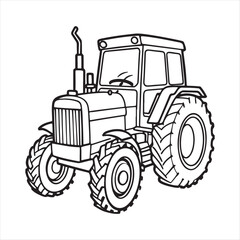 Fototapeta premium Tractor line art vector illustration