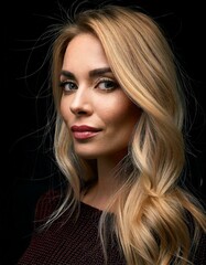 Naklejka premium Retrato de una mujer de cabello largo