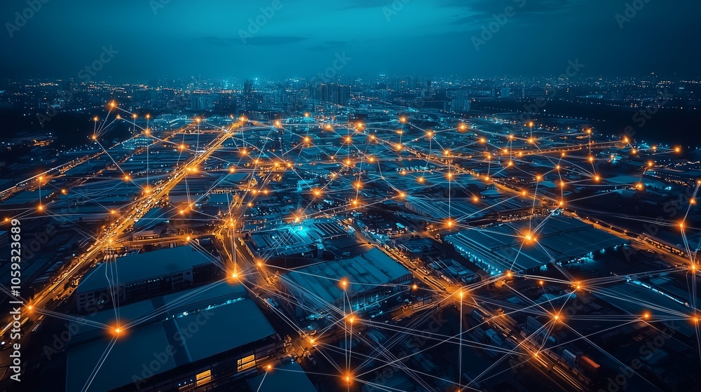 Poster aerial view of synchronized distribution network