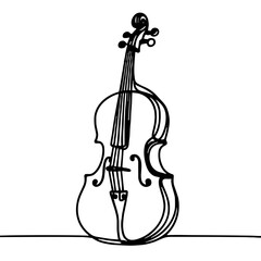 Fototapeta premium Cello icon, black and white PNG for orchestral and classical music themes