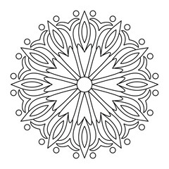 Simple Mandala Flower Design. Easy mandala, coloring book page, vector file