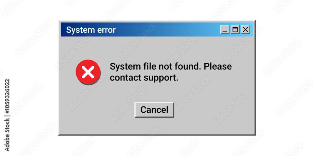 Poster red error message. crash notification. old error icon on pc. system error message.