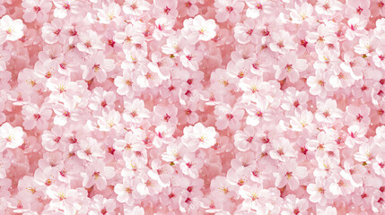 Fototapeta premium Seamless pattern of vibrant cherry blossoms in full bloom with delicate hanafubuki ideal for spring themed designs