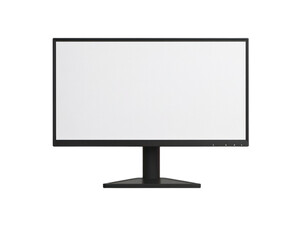 Black computer monitor with a white background. on Isolated transparent background