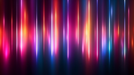 Vertical glowing lines concept background. Abstract rays bright poster. Vibrant colors. Digital raster illustration. AI artwork.	
