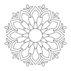 Creative floral mandala design for coloring book page, vector file