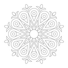 Floral Mandala. Black and White Mandala. Mandala coloring book page, vector file