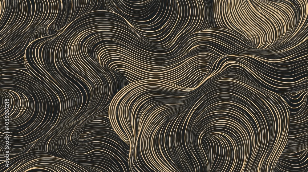 Poster a blend of wavy lines in varied shades forming a seamless pattern, perfect for creating a fluid back