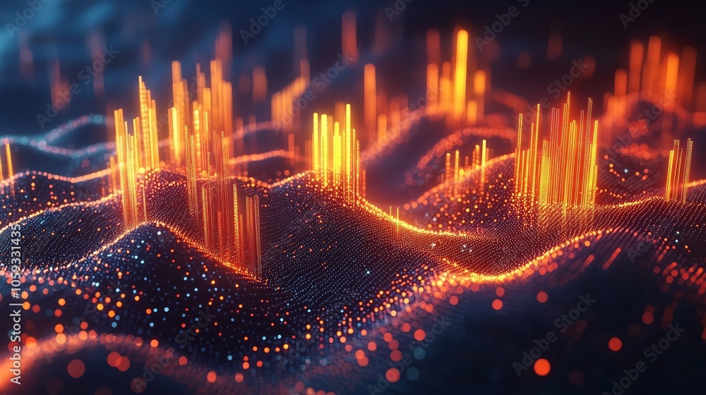 Poster abstract 3d graphic of interconnected data points