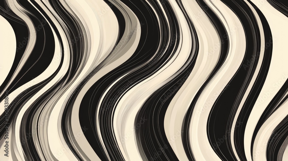 Poster abstract pattern with wavy lines in harmonious shades, offering a seamless and fluid design for back