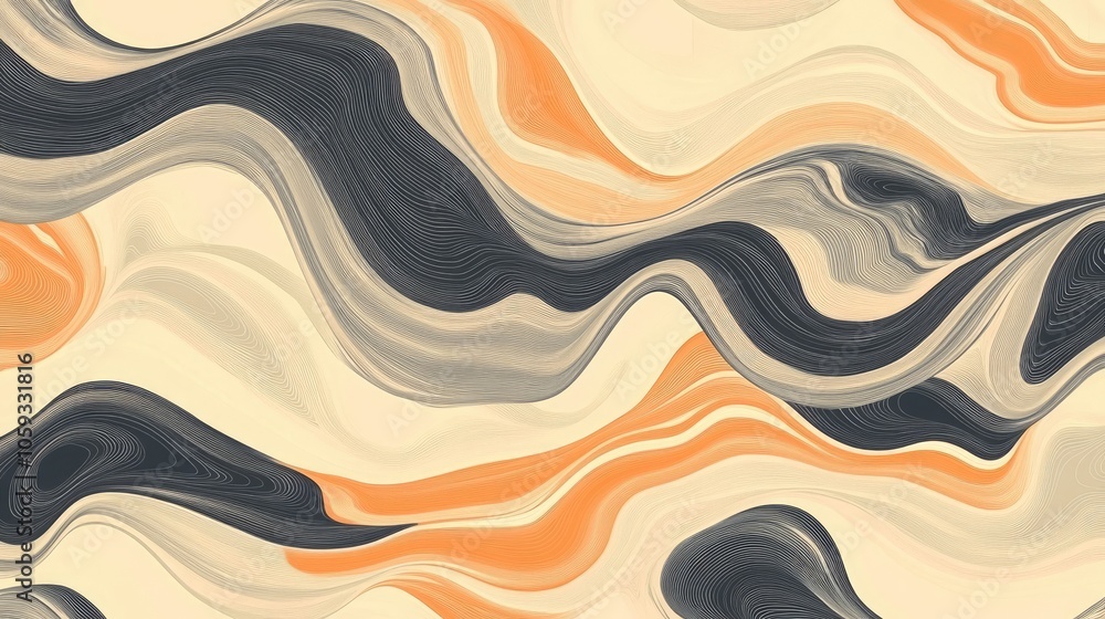 Poster abstract pattern with wavy lines in harmonious shades, offering a seamless and fluid design for back