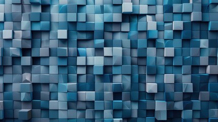Modern 3D Pixelated Cube Background in Blue and Gray for Technology Branding and Conferences