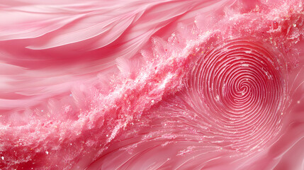 A Surreal Exploration of an Abstract Topographical Fingerprint Ice Maze in Pastel Pink Dreamlands