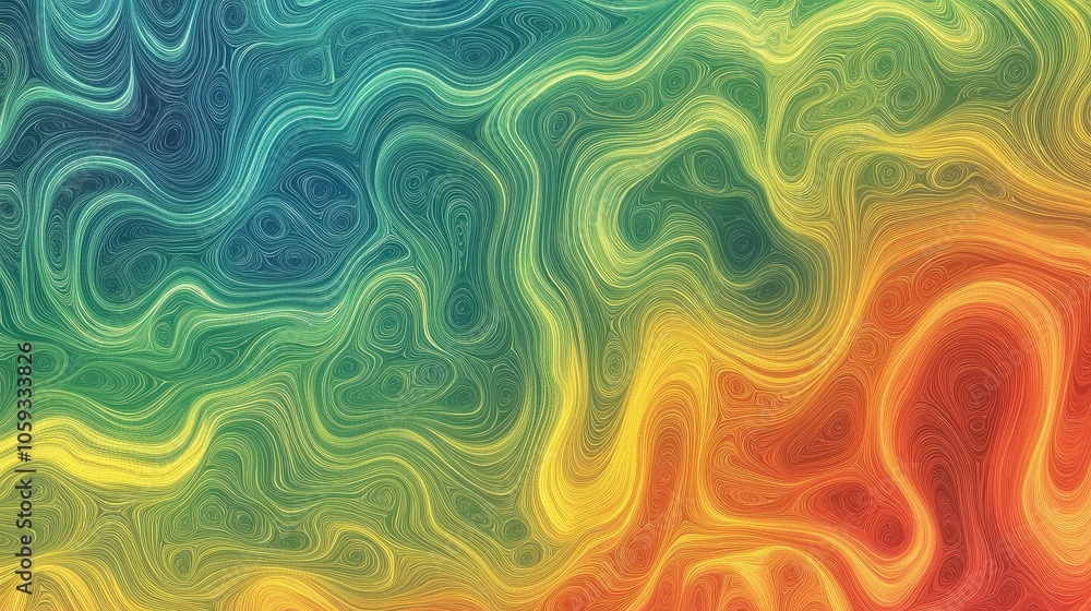 Poster artistic wavy lines in a gradient of colors, forming a seamless, fluid background perfect for design