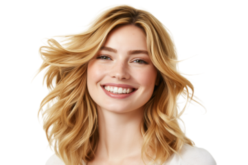 Beautiful Woman with Blonde Hair Smiling Portrait
