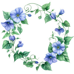 Obraz premium beautiful floral border featuring blue flowers and green leaves, perfect for adding touch of nature to any design