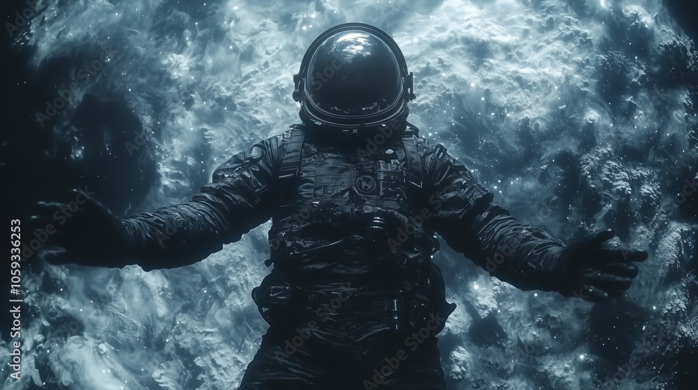 Aufkleber astronaut floating in space with earth in the background