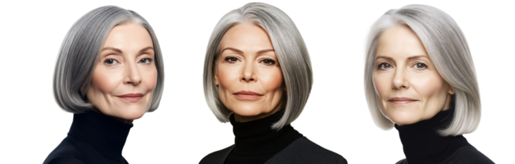 Confident Mature Woman with Silver Hair in Portrait Photoshoot