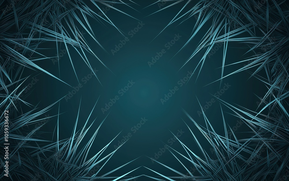 Poster abstract background featuring sharp, blue geometric shapes arranged in an intricate pattern, perfect