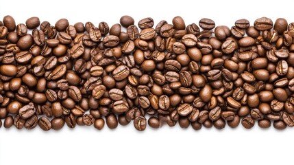 Obraz premium Coffee Bean Border Roasted Coffee Beans Brown Coffee Beans Close up Isolated White Ba