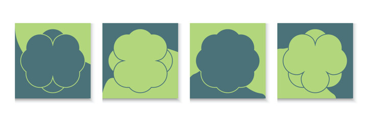 Minimal square backgrounds with organic abstract shapes set. Hand drawn shapes background for social media carousel template. Social media post, ad, sale, banner, microblog, Nature carousel template