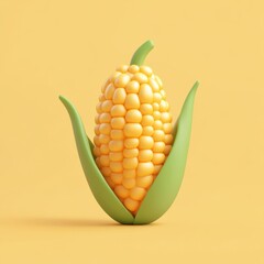 Obraz premium Vibrant Corn Cob in Captivating Yellow Background