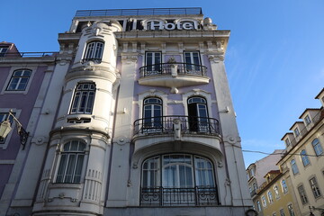 Bâtiment typique, vue de l'extérieur, ville de Lisbonne, Portugal