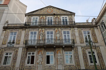 Bâtiment typique, vue de l'extérieur, ville de Lisbonne, Portugal