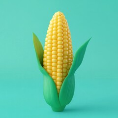 Obraz premium Vibrant Corn on the Cob Against Mint Green Background