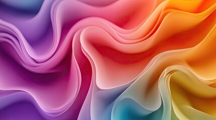 Obraz premium Gradient-colored wavy lines flowing smoothly to create a seamless, abstract design backdrop.