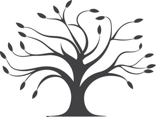 Obraz premium black and white tree vector on white background