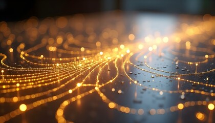 Golden Light Network Abstract Dark Surface