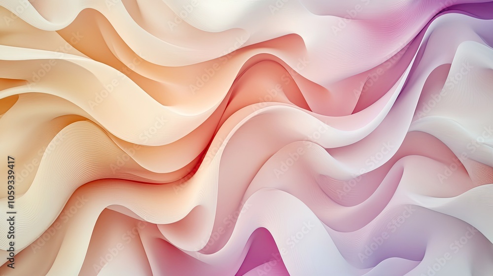 Poster soft, abstract waves in varied shades blend in a seamless pattern, creating a vibrant and flowing ba