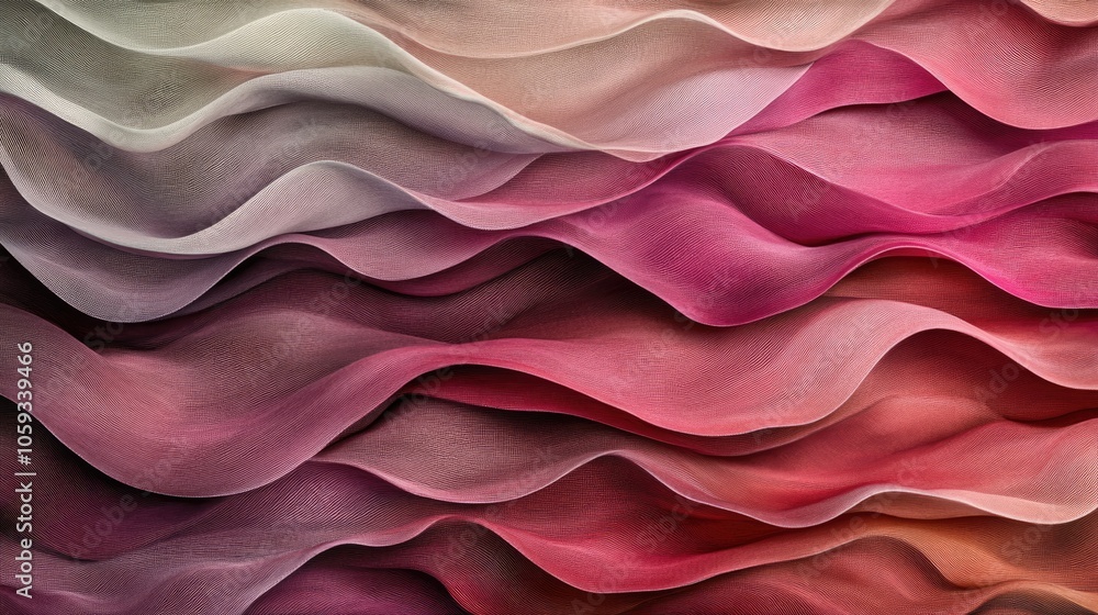 Poster soft, abstract waves in varied shades blend in a seamless pattern, creating a vibrant and flowing ba