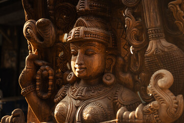 Wooden figures of Gods on the Chor Bazaar in Mumabi, India