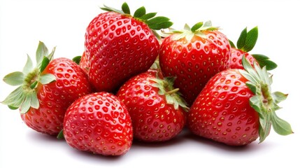 Fresh Red Strawberries Isolated on White Background