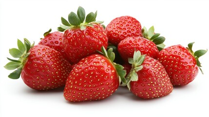 Fresh Red Strawberries Isolated on White Background