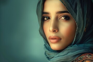 Naklejka premium Portrait of a beautiful Arabian Woman wearing Hijab Muslim Woman wearing Hijab