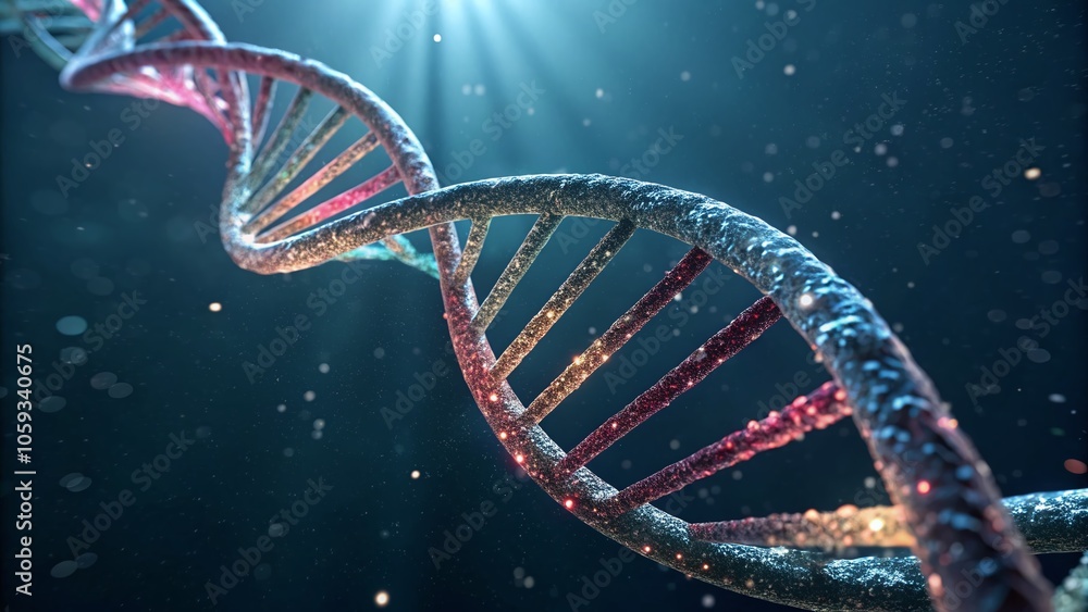 Poster futuristic abstract dna double helix animation - genetic information and genome science in 3d visual